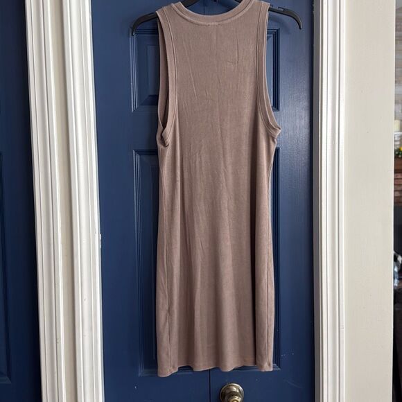 Aritzia Wilfred Free Ribbed Tank Dress Taupe Size L - Picture 5 of 5
